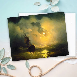Stormy sea at night, Aivazovsky Postkarte