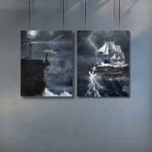 Stormy Sea & Lighthouse Poster-Set