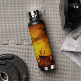 Stormy Sea Nature Vintage Kunst Mit Monogramm Trinkflasche
