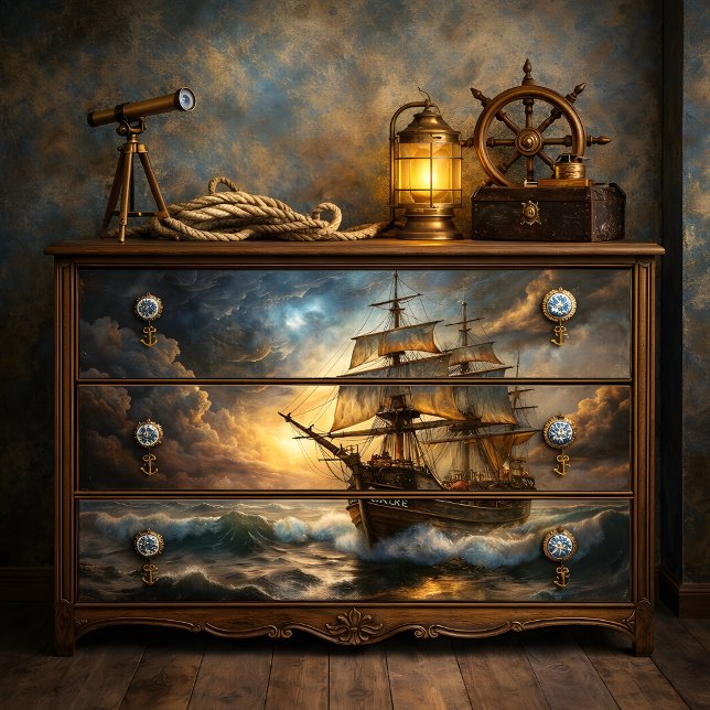 Stormy Seas Tall Ship Decoupage Seidenpapier (Stormy Seas Tall Ship Decoupage Tissue Paper)