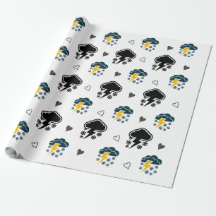 "Stormy Skies: Cloud & Thunder Wrapping Paper." Geschenkpapier