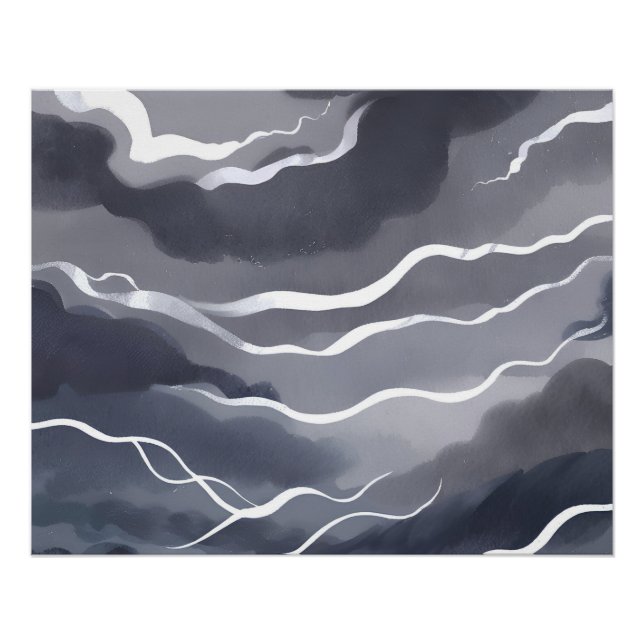 Stormy Skies | Dunkle Aquarellkarte Poster (Vorderseite)