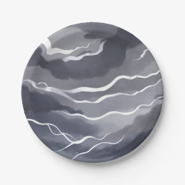 Stormy Skies | Dunkle Wasserfarbe Pappteller