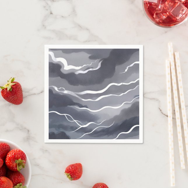 Stormy Skies | Dunkle Wasserfarbe Serviette (Beispiel)