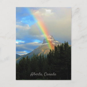Stormy Skies & Rainbow Over Snowy Mountain Canada Postkarte