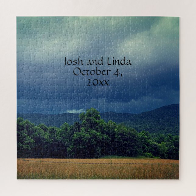 Stormy Smoky Mountains Cades Cove Wedding Napkins Puzzle (Vertikal)