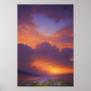 Stormy Sunset Horizon Poster