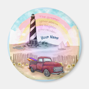 Stormy Truck Lighthouse rund Magnet