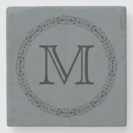 Stormy Weather Slate Gray Solid Color Monogram Steinuntersetzer