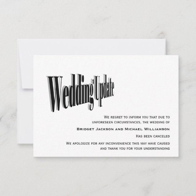 Stornierte Hochzeit Save The Date (Vorderseite)