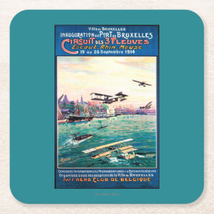 Storniertes Flugboot-Werbeplakat Rechteckiger Pappuntersetzer
