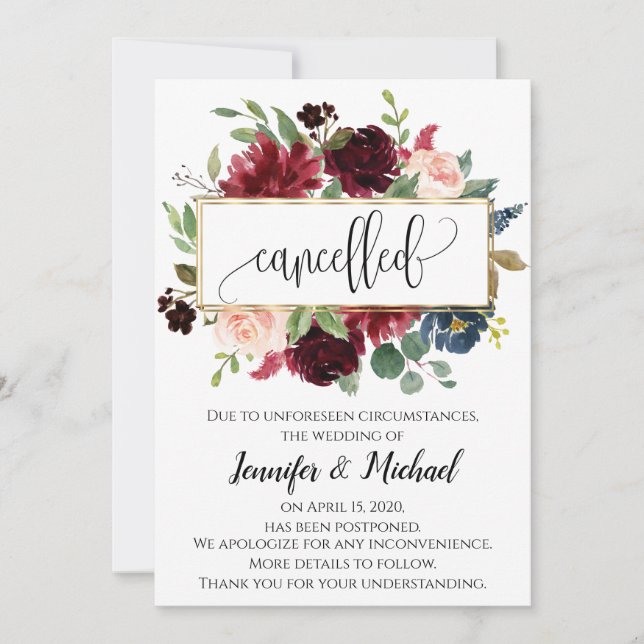 Stornierung der Ankündigung eines verschoben Blume (Vorderseite)