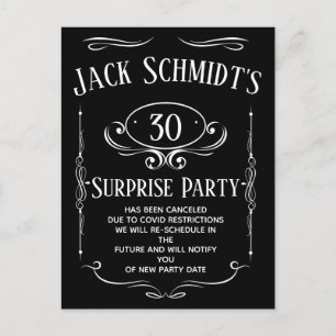 Stornierung des Whiskey Label-Party Postkarte