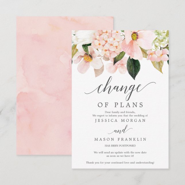 Stornierung einer Hochzeit - Zurückgestellt - Ände Einladung (Vorne/Hinten)