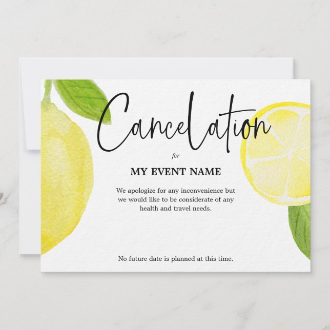 Stornierung von Ereignissen aufgrund von COVID-19 Einladung (Vorderseite)