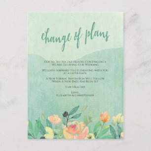 Stornierungen von Hochzeiten Änderung der Pläne ve Postkarte