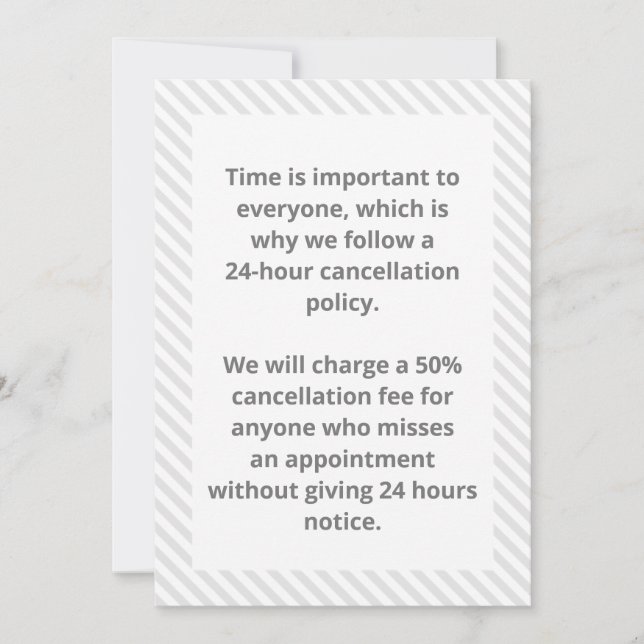 Stornierungsbedingungen Einladung (Vorderseite)