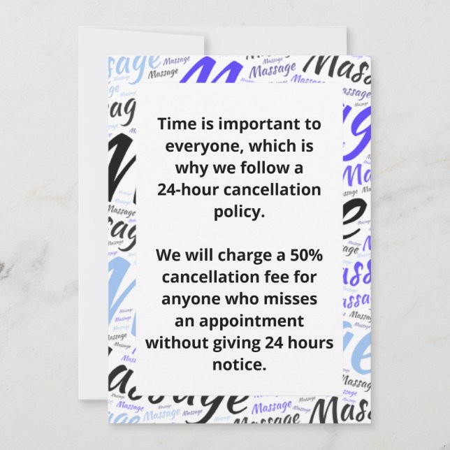 Stornierungsbedingungen Einladung (Vorderseite)