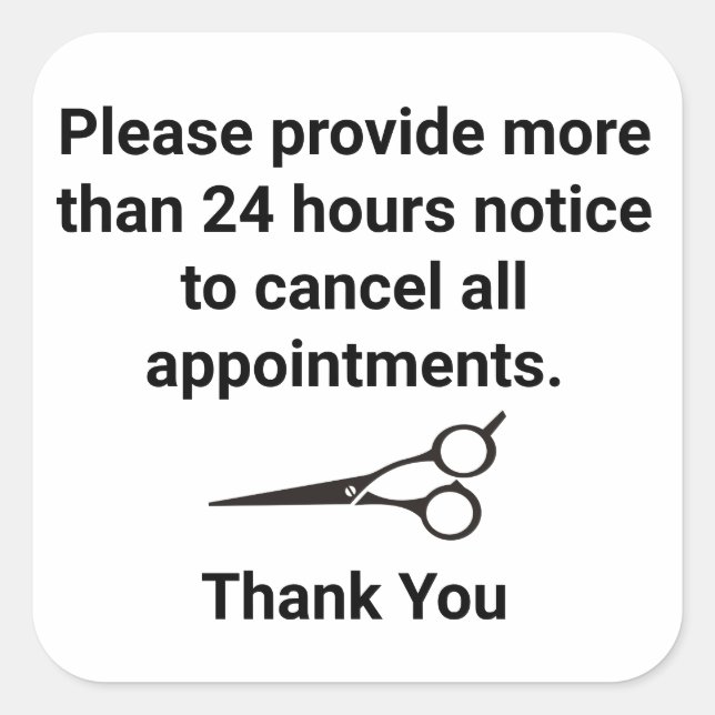 Stornierungsbedingungen Quadratischer Aufkleber (Vorderseite)