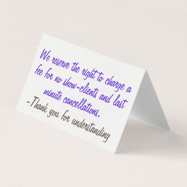 Stornierungsbedingungen Visitenkarten (Vorderseite)