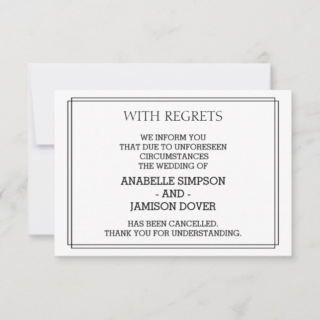 Stornierungskarten für Hochzeiten Ankündigung (Vorderseite)