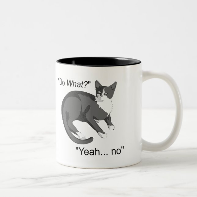 Störrische Katze Zweifarbige Tasse (Rechts)