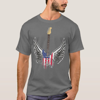 Störte amerikanische Flag Electric Guitar und Flüg T-Shirt