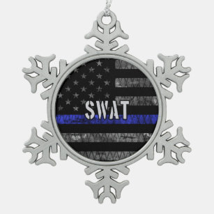 Störte SWAT-Polizeiflagge Schneeflocken Zinn-Ornament