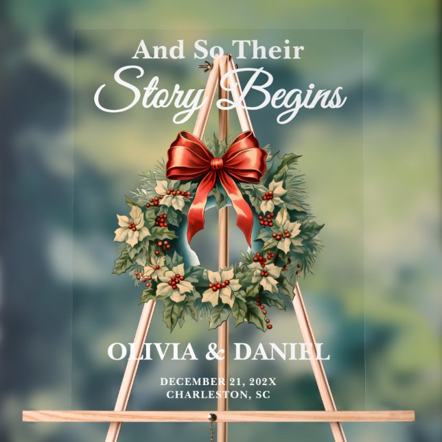 Story Beginnt Weihnachtsfeier Begrüßung Willkommen Acrylschild (Neutral)