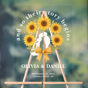 Story Begins Sonnenblumenkruste Begrüßung Acrylschild