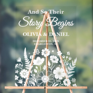 Story Begins Wildblume Wedding Welcome Acrylschild