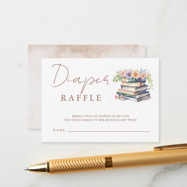 Story book Baby Shower Diaper Raffle Begleitkarte (Vorderseite/Rückseite Beispiel)
