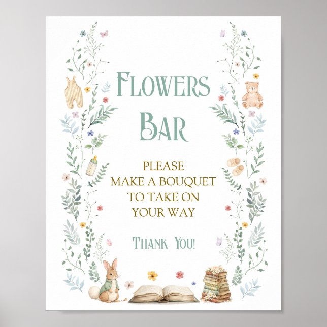 Story Book Baby Shower Flower Bar Poster (Vorne)