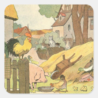 Story Book Illustriert Quadratischer Aufkleber