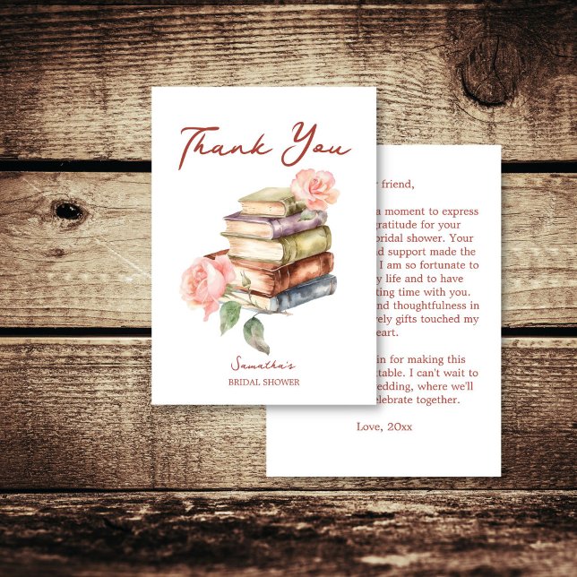 Story book New Kapitel Brautparty Dankeskarte (Story book new chapter books themed bridal shower thank you card)