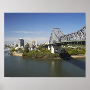 Story Bridge, Brisbane River und Kangaroo Poster