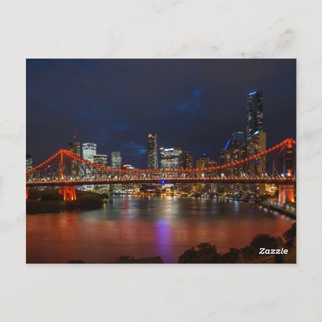 Story Bridge und Stadt in der Abenddämmerung, Bris Postkarte (Rückseite)