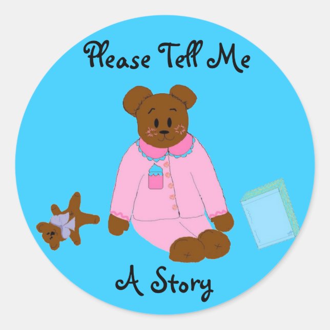 Story Time Bär Runder Aufkleber (Vorderseite)