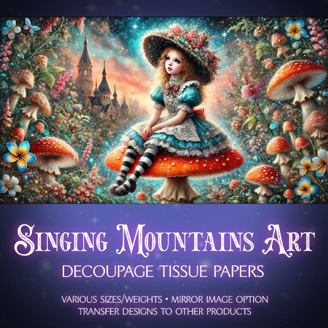 Storybook Alice Magical Mushroom Decoupage Seidenpapier (Von Creator hochgeladen)