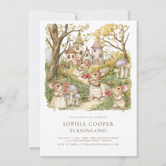 Storybook Animals Wasserfarbe 1. Geburtstag Einladung