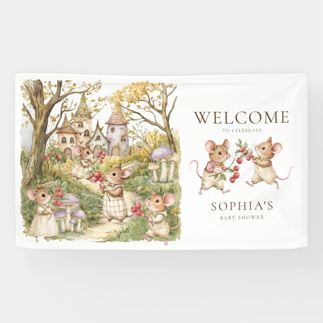 Storybook Animals Watercolor Kinderdusche Banner (Horizontal)
