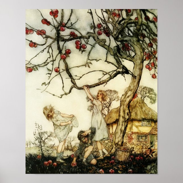 Storybook Apple Picking Vintag Poster (Vorne)