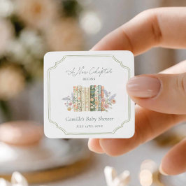 Storybook Baby Shower A New Chapter Favor Quadratischer Aufkleber