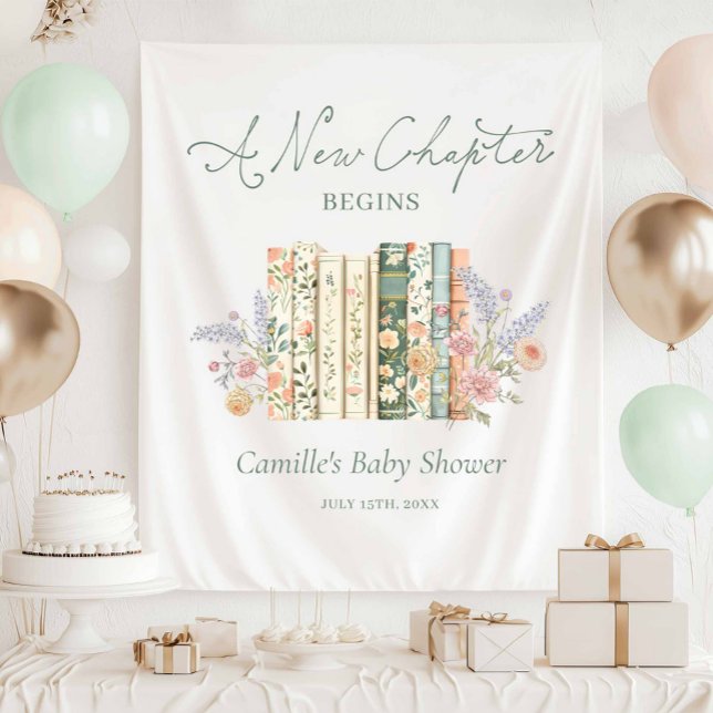 Storybook Baby Shower - A New Chapter Welcome Wandteppich (A New Chapter begins Welcome sign Tapestry)