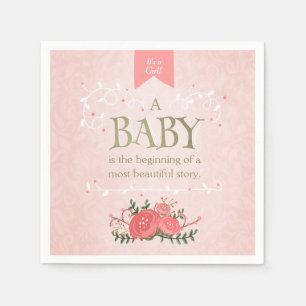 Storybook-Babyparty-Papierservietten-Rosa-Mädchen Serviette