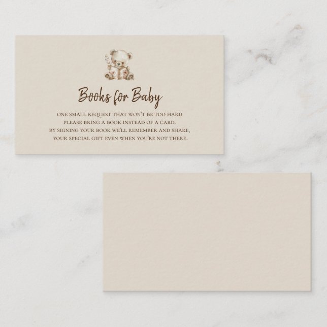 Storybook Bear | Bücher für Baby-Beilage Begleitkarte (Vorne/Hinten)