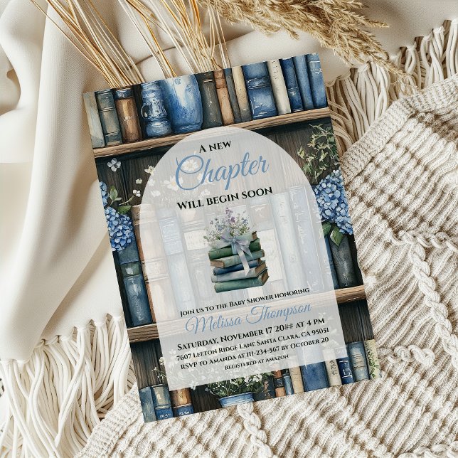 Storybook Blue Boy Library Book Baby Shower Einladung (Von Creator hochgeladen)