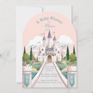 Storybook Castle Illustriert Pink Baby Dusche Einladung