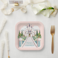 Storybook Castle Illustriert Pink Baby Dusche