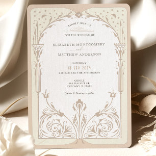 Storybook Cream Taupe Elegance Einladung Hochzeit